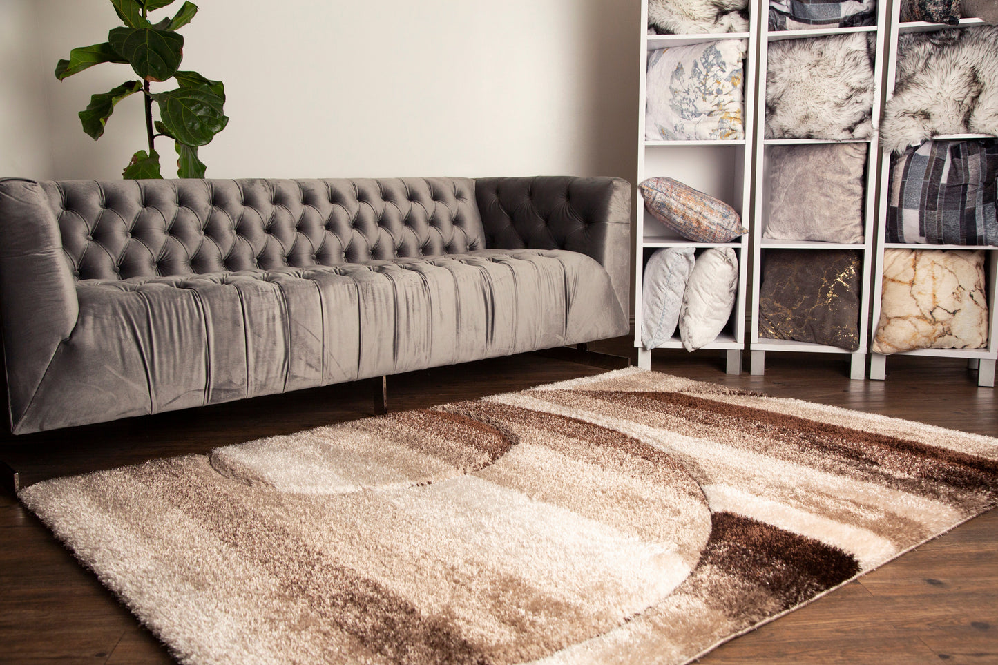 Sorrento 3D Pole Shift Shag Area Rug, Earth