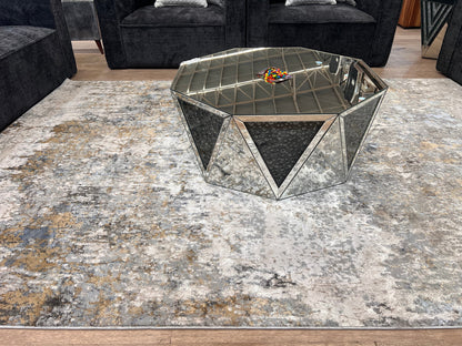 Devo Dematerialize Area Rug, Platinum & Earth