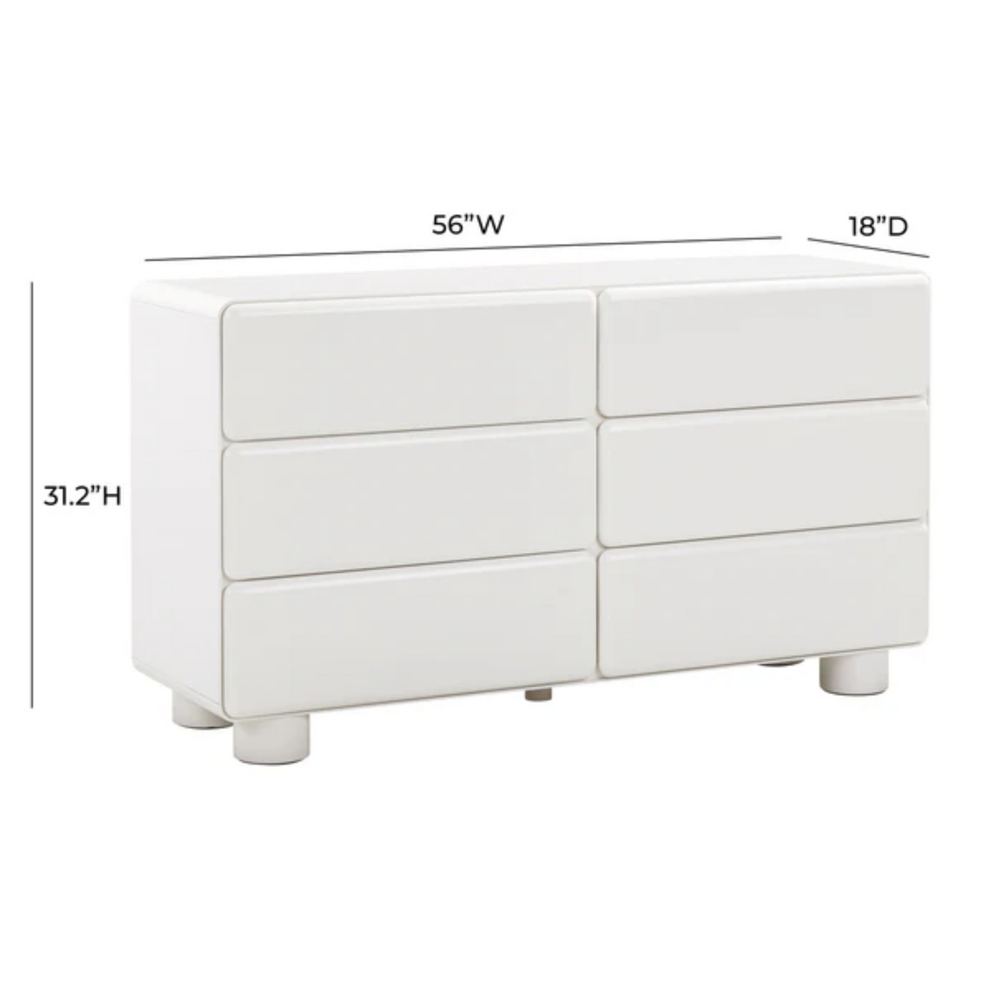 Livvy 6-Drawer Dresser, White
