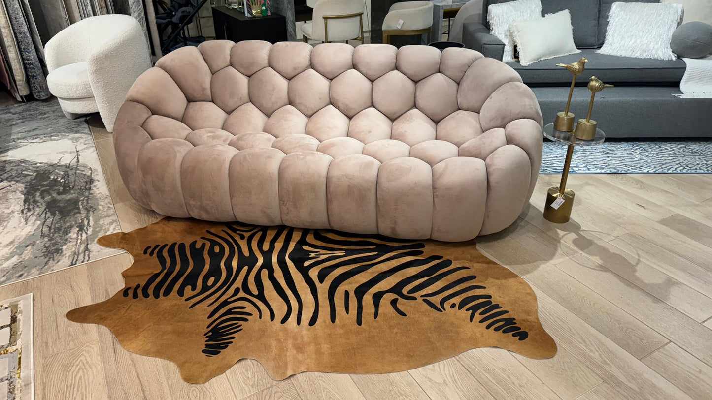 Authentic Leather Hides, Cowhide Area Rug, Caramel Zebra