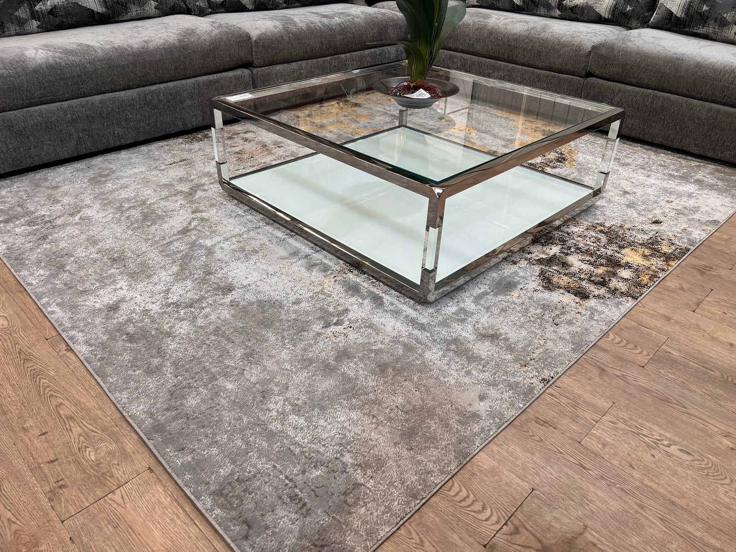 Devo Cosmic Dreams Area Rug, Platinum & Gray