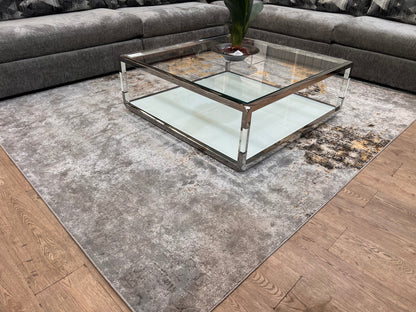 Devo Cosmic Dreams Area Rug, Platinum & Gray