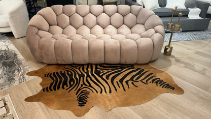 Authentic Leather Hides, Cowhide Area Rug, Caramel Zebra