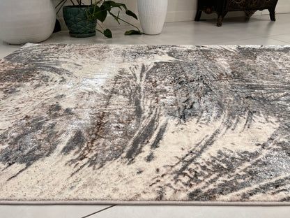 Biv Whiskers Indoor | Outdoor Area Rug, Gray & Silver