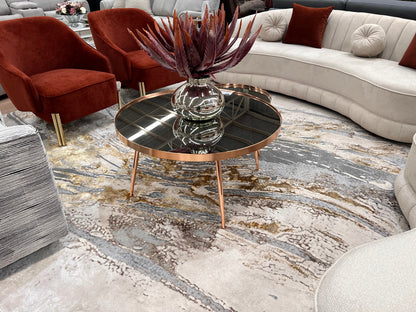Maximus Time Rift Indoor | Outdoor Area Rug, Gold & Platinum