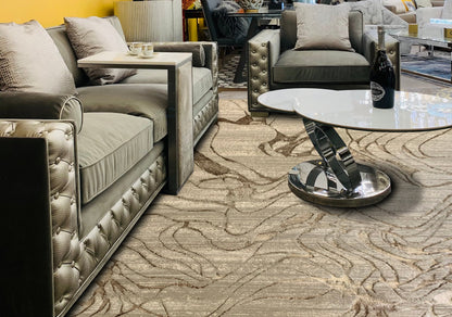 Maximus Ethereal Flow Indoor | Outdoor Area Rug, Beige & Platinum