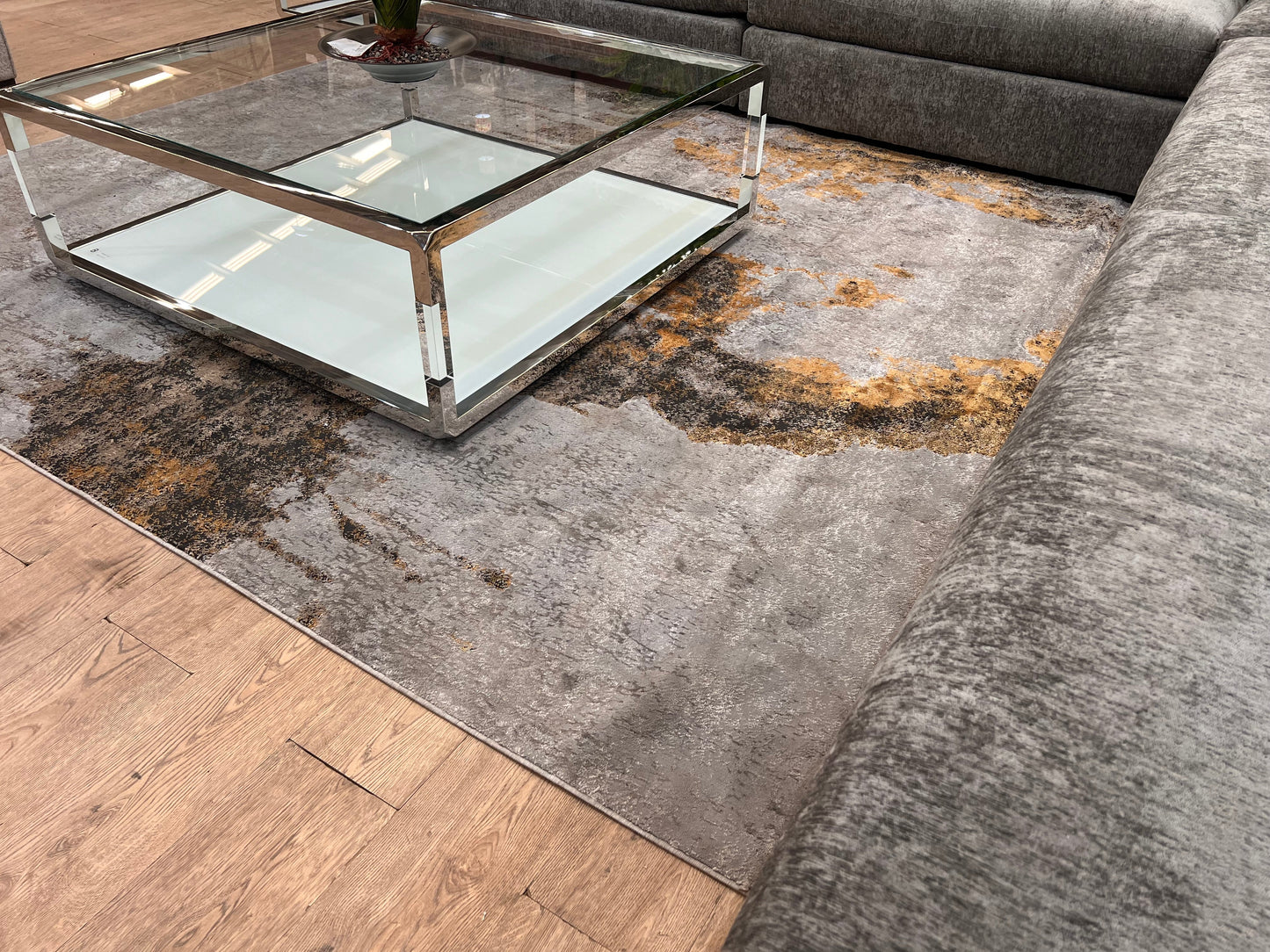 Devo Cosmic Dreams Area Rug, Platinum & Gray