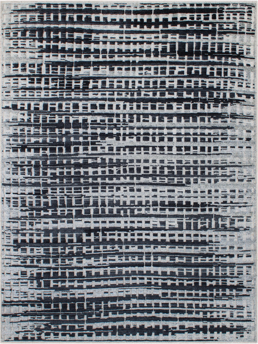 Finite Mosaics, Temporal Rift Area Rug, Ivory & Black