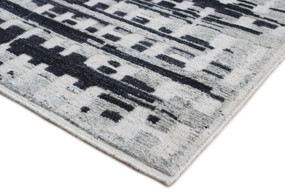 Finite Mosaics, Temporal Rift Area Rug, Ivory & Black