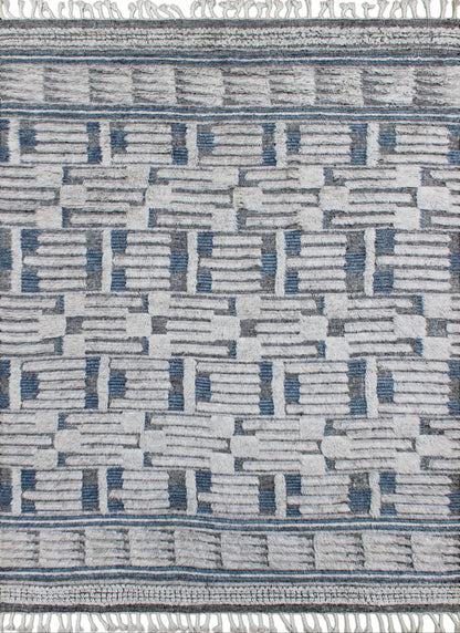Finite Mosaics, Azure Cipher Area Rug, Ivory & Blue