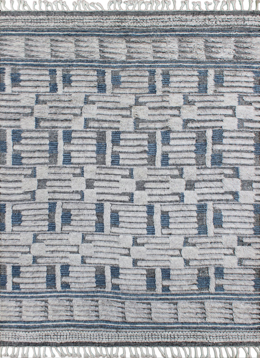 Finite Mosaics, Azure Cipher Area Rug, Ivory & Blue