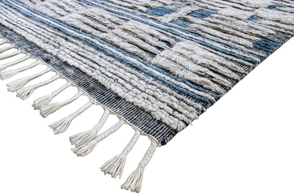 Finite Mosaics, Azure Cipher Area Rug, Ivory & Blue