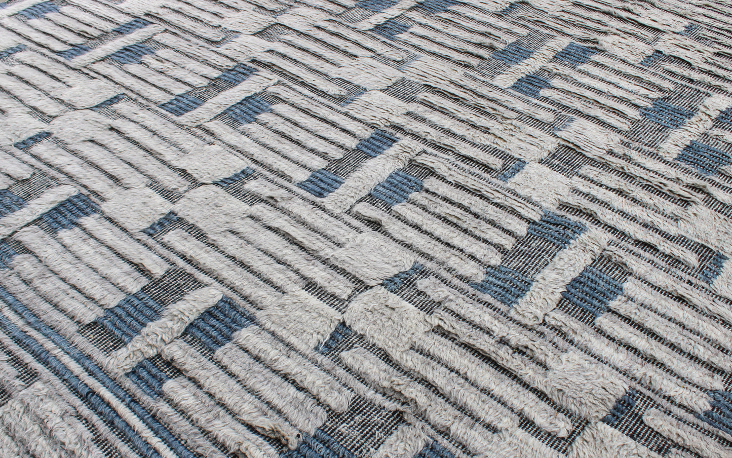Finite Mosaics, Azure Cipher Area Rug, Ivory & Blue