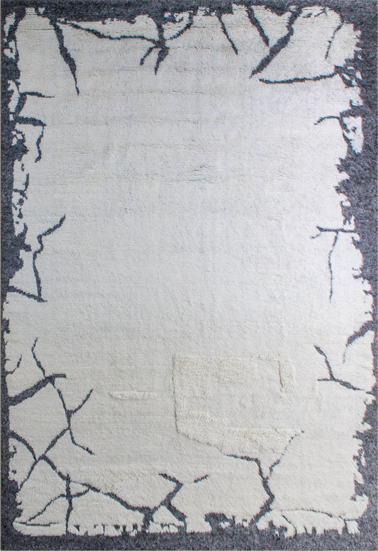 Finite Mosaics, Fractured Luster Area Rug, Ivory & Black