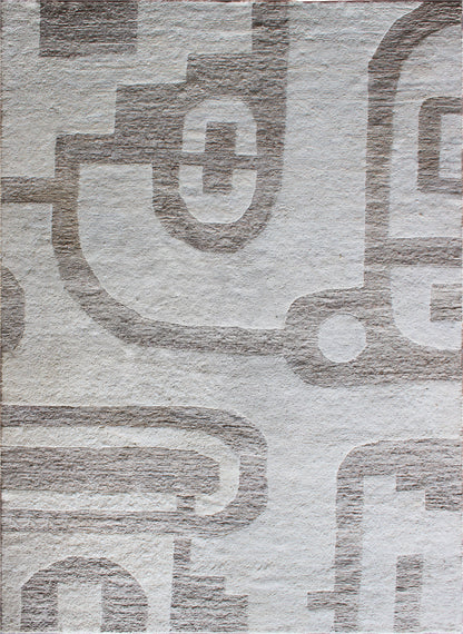 Finite Mosaics, Perpetual Labyrinth Area Rug, Ivory & Beige