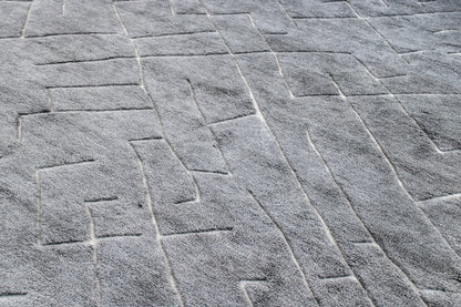 Finite Mosaics, Twisted Labyrinth Area Rug, Gray