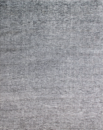 Finite Mosaics, Lamellar Armor Area Rug, Black & Ivory