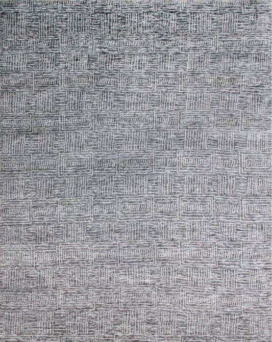 Finite Mosaics, Lamellar Armor Area Rug, Black & Ivory