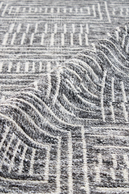 Finite Mosaics, Lamellar Armor Area Rug, Black & Ivory