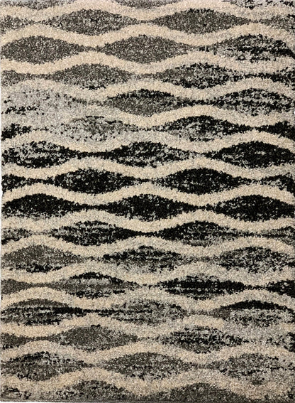 Alonzo Monochromatic Tides Indoor | Outdoor Area Rug, Grayscale