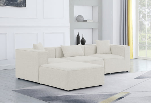 Aerith 4-Piece Linen Modular Sectional, Cream