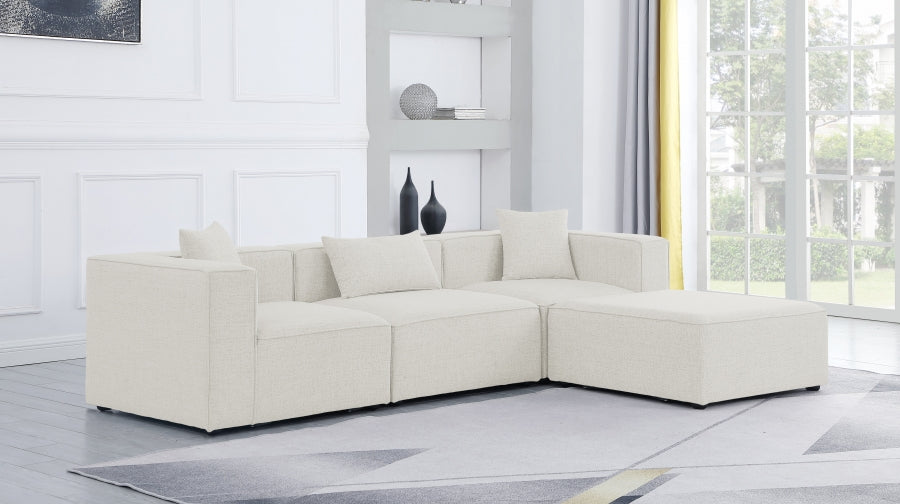 Aerith 4-Piece Linen Modular Sectional, Cream