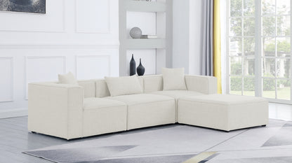 Aerith 4-Piece Linen Modular Sectional, Cream