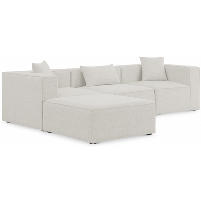 Aerith 4-Piece Linen Modular Sectional, Cream