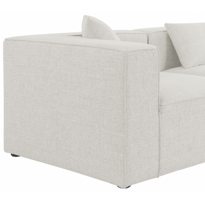 Aerith 4-Piece Linen Modular Sectional, Cream