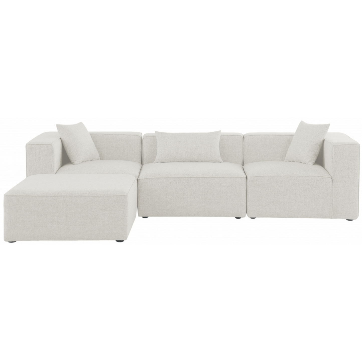 Aerith 4-Piece Linen Modular Sectional, Cream