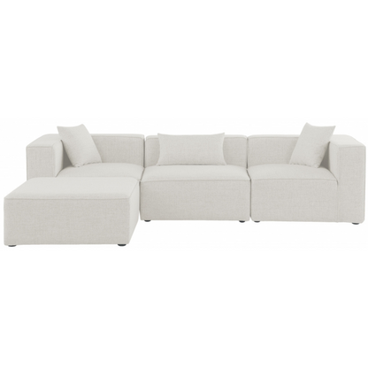 Aerith 4-Piece Linen Modular Sectional, Cream