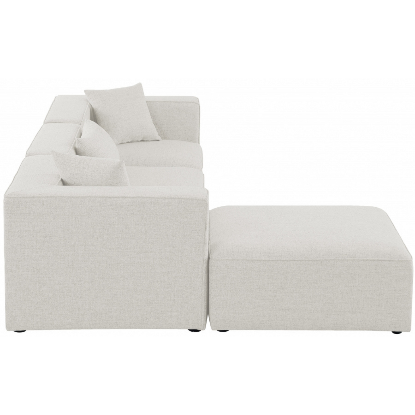 Aerith 4-Piece Linen Modular Sectional, Cream
