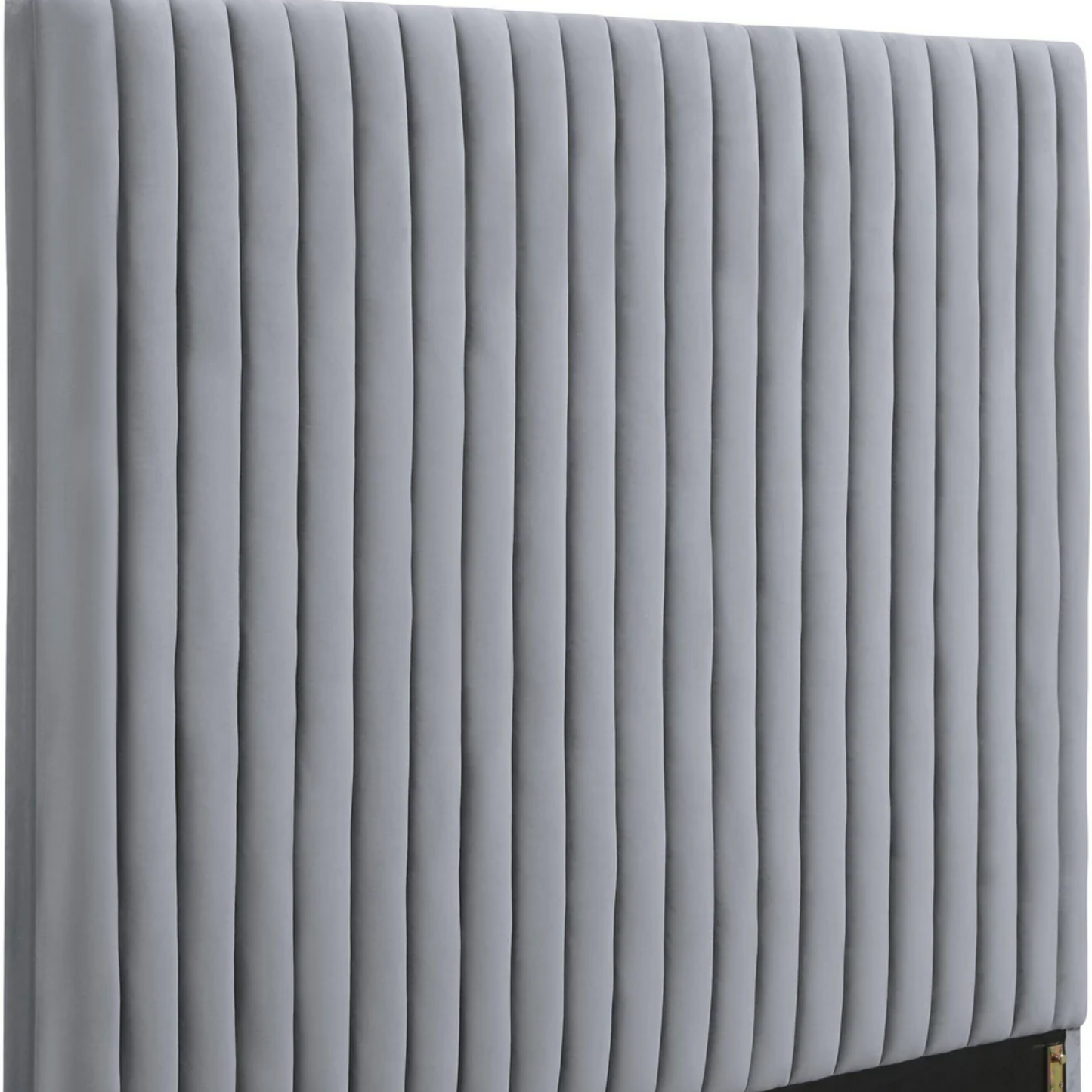 Arabella Channel Tufted Velvet King Bed, Light Gray