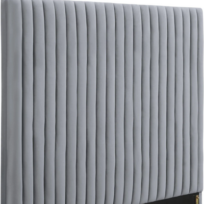 Arabella Channel Tufted Velvet King Bed, Light Gray