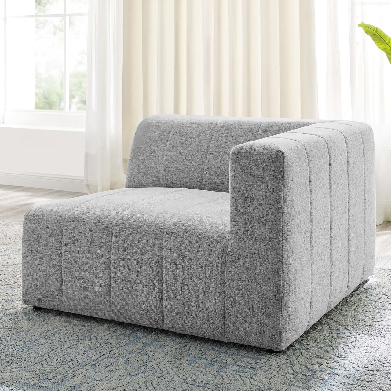 Barden Fabric Right-Arm Chair | Modular Sectional Component, Light Gray