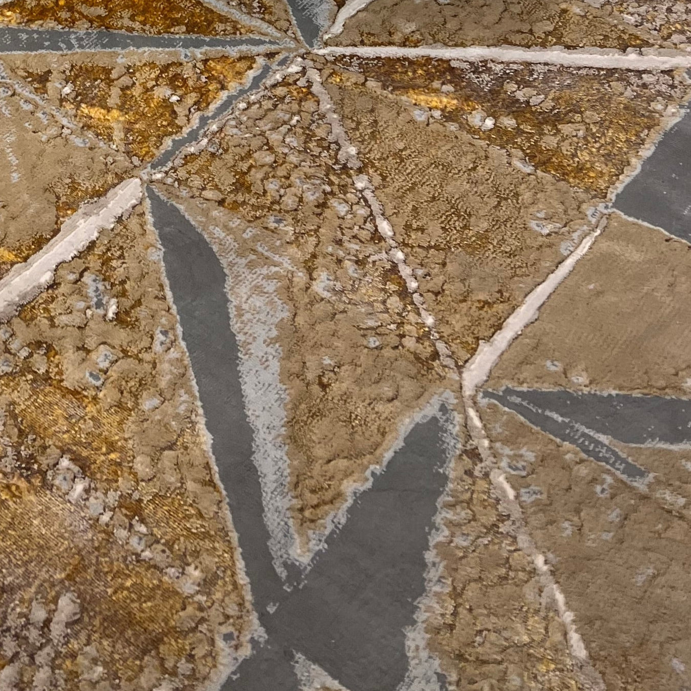 Maximus Origami Indoor | Outdoor Area Rug, Gold & Platinum