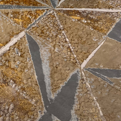 Maximus Origami Indoor | Outdoor Area Rug, Gold & Platinum