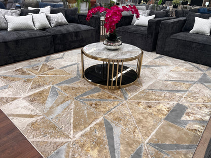 Maximus Origami Indoor | Outdoor Area Rug, Gold & Platinum