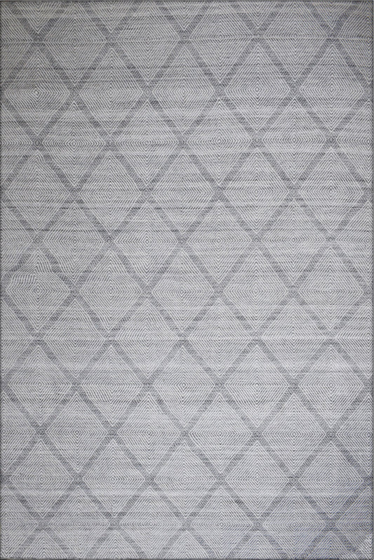 Finite Mosaics, Diamond Lattice Area Rug, Gray & Silver
