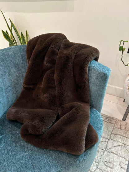 Luxury Faux Chinchilla Fur Throw Blanket, Assorted Colors