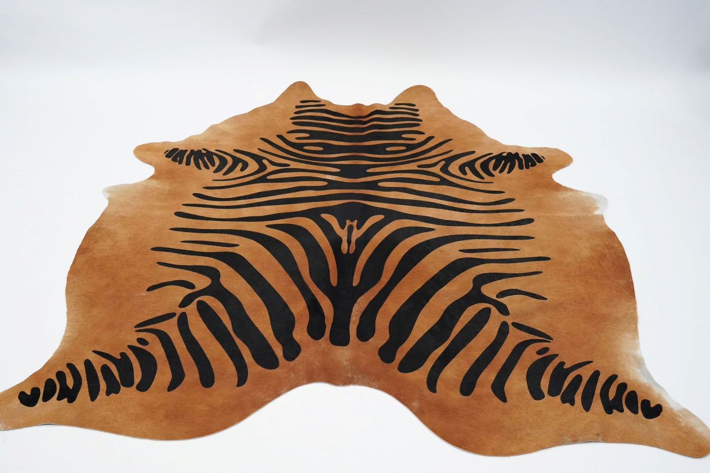 Authentic Leather Hides, Cowhide Area Rug, Caramel Zebra