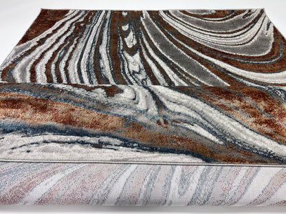 Devo Timeless Erosion Area Rug, Platinum & Earth