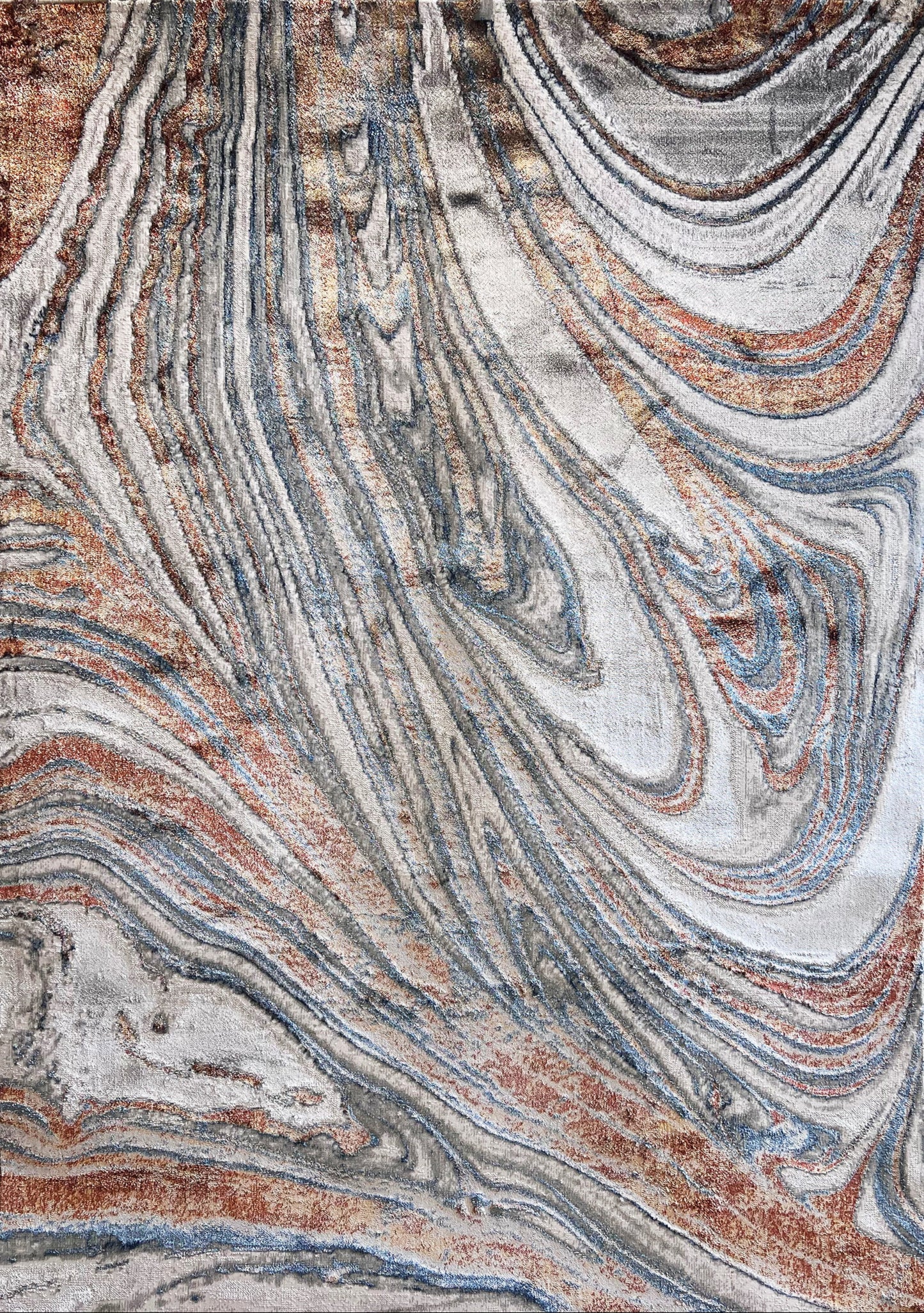 Devo Timeless Erosion Area Rug, Platinum & Earth