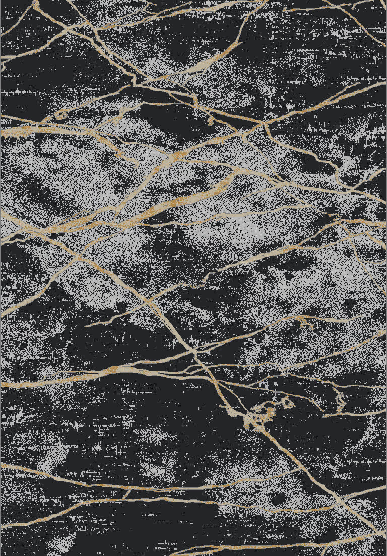 Devo Marble Tempest Area Rug, Platinum & Charcoal