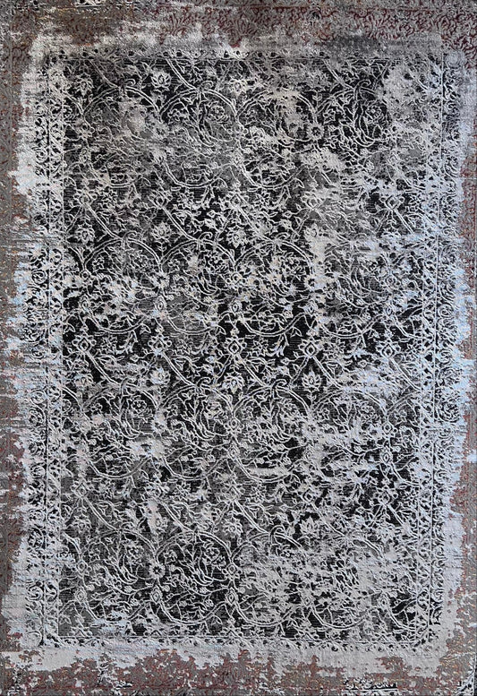 Devo Eroding Multiverse Area Rug, Platinum & Gray