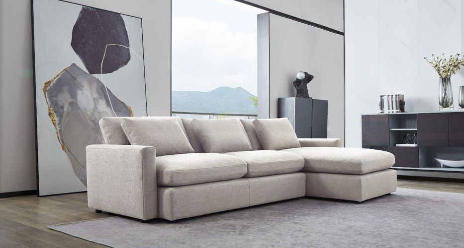 Eden 2 Piece Reversible Fabric Sectional, Cream