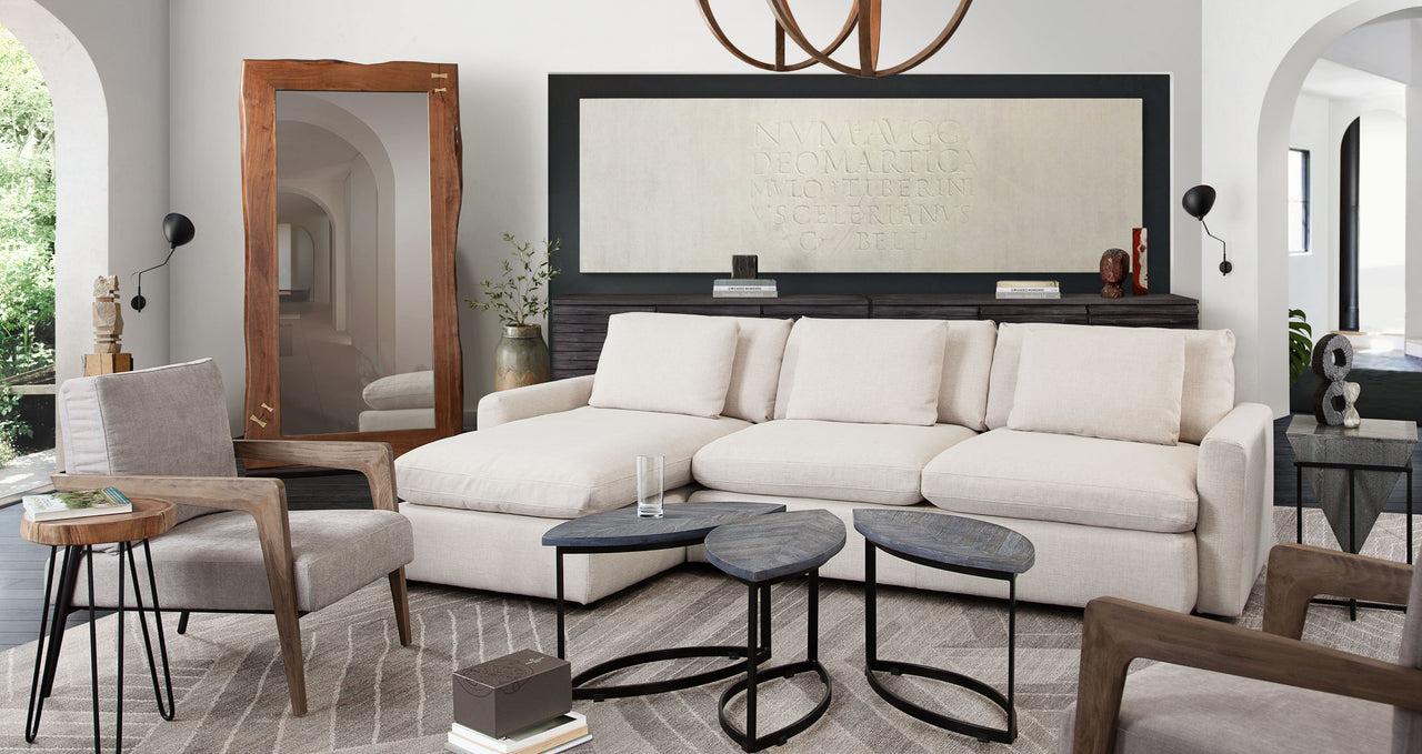 Eden 2 Piece Reversible Fabric Sectional, Cream