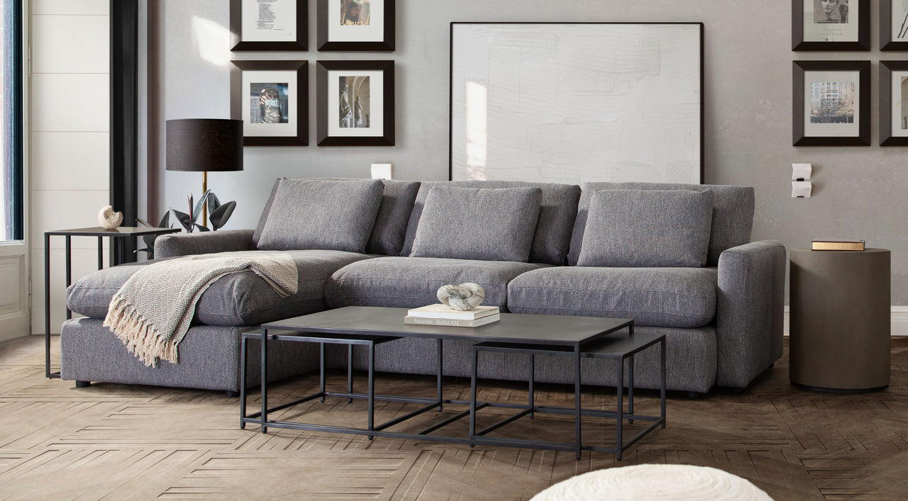 Eden 2 Piece Reversible Fabric Sectional, Gray