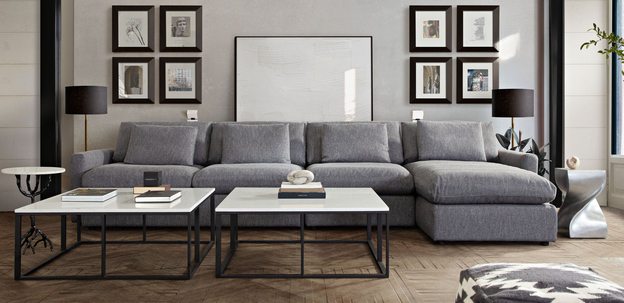 Eden 3 Piece Reversible Fabric Sectional, Gray