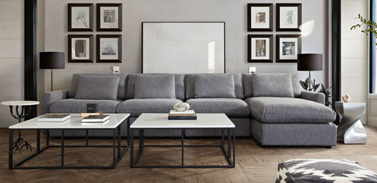 Eden 3 Piece Reversible Fabric Sectional, Gray